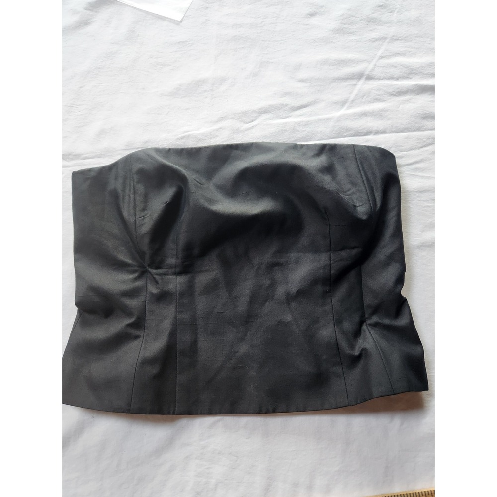Ann Taylor Black Silk Blend Strapless Corset Bustier Top Side Zip Boning Sz 10